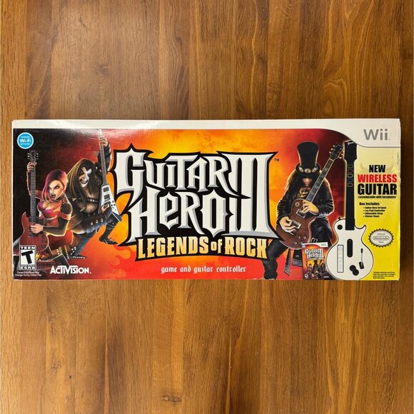 GUITAR HERO III 3 Nintendo Wii Legends Of Rock Bundle Game & Controller Box EUC - Picture 2 of 13